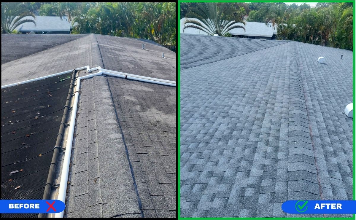 Shingle Roof before and after result Wilton Manors, Florida | MIW Roofing