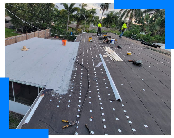 Flat roof installation of underlayment services in Florida